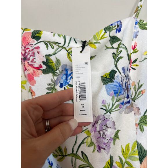 Alice + Olivia Trixie Gardenia Floral Print Lined Mini Dress Multi Color Size:12 - Picture 5 of 8